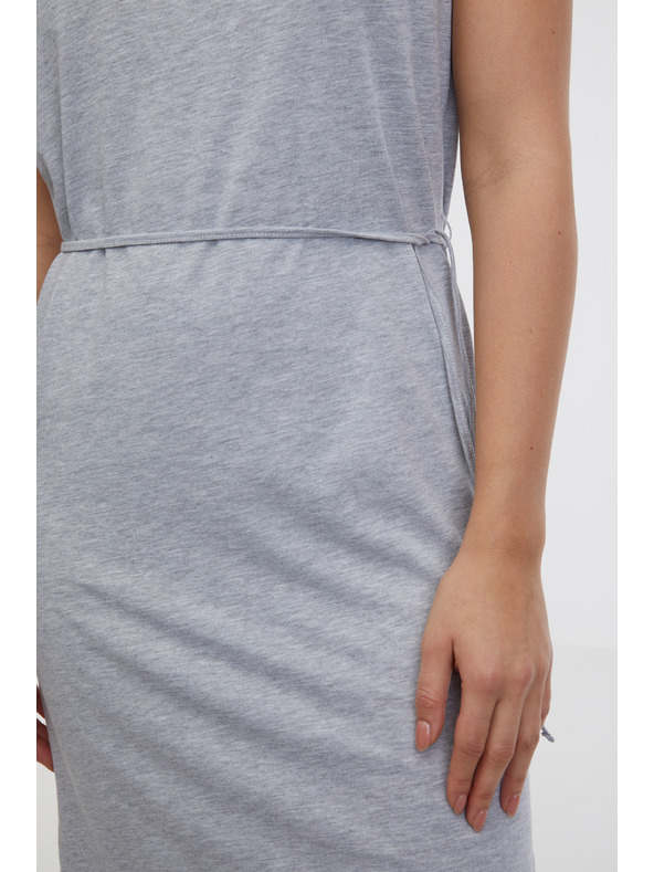 Sam 73 Hellgraues gestreiftes Damen-Midikleid SAM 73 Estela