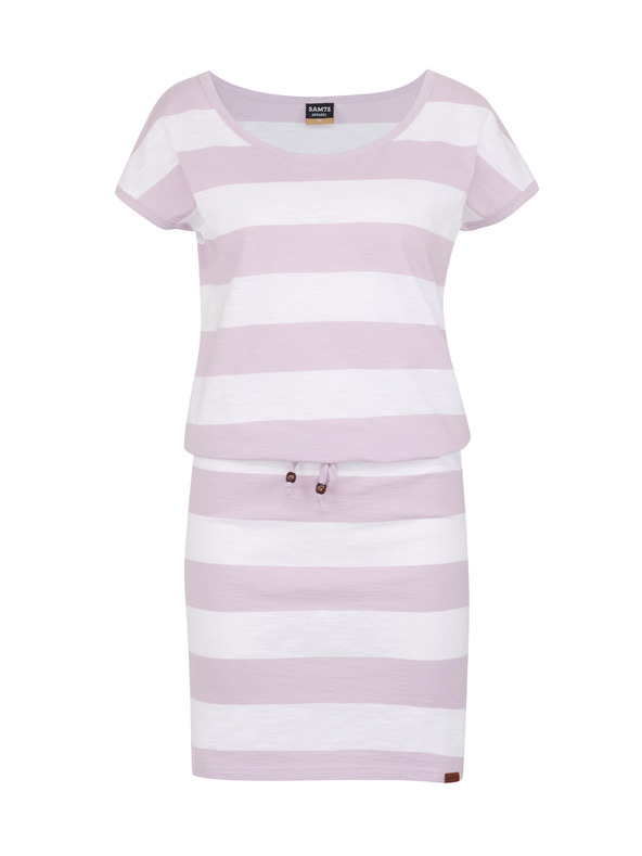 Sam 73 Weiß-lila gestreiftes Damenkleid SAM 73 Reyna