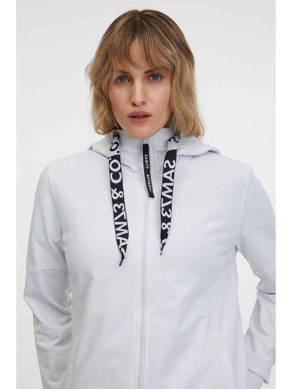 Sam 73 Hellgraues Damen-Sweatshirt mit Kapuze und Reißverschluss SAM 73 Lisa