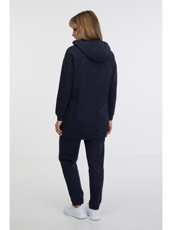 Sam 73 Dunkelblaues verlängertes Damen-Kapuzensweatshirt SAM 73 Lola