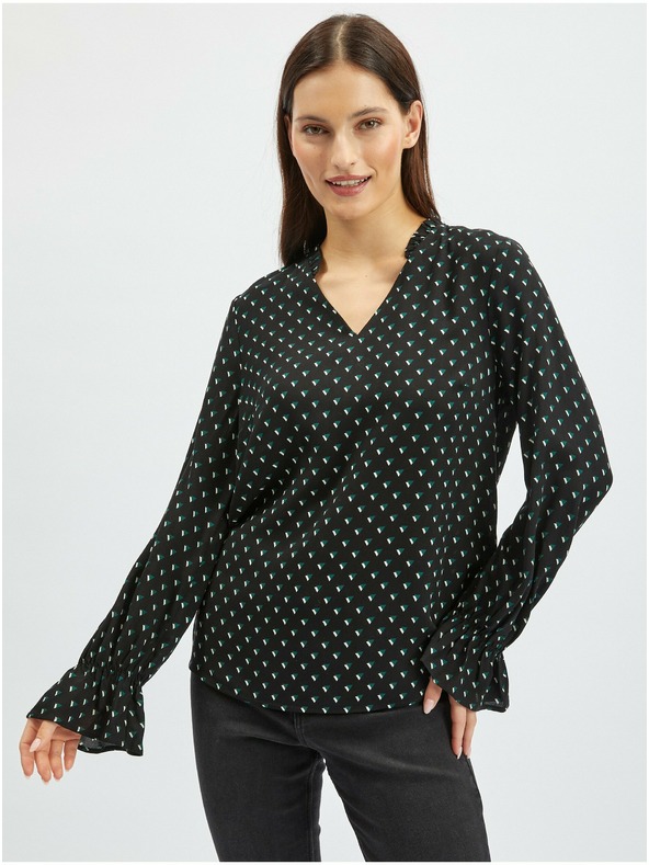 Orsay Schwarze gemusterte Damenbluse ORSAY