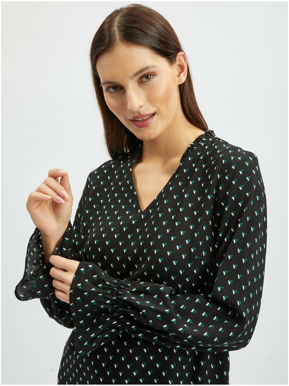 Orsay Schwarze gemusterte Damenbluse ORSAY