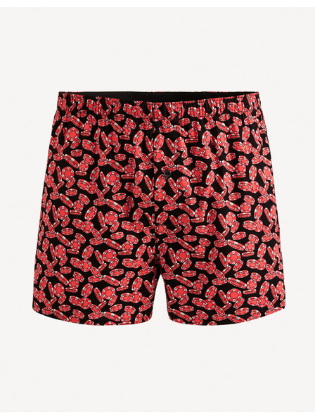 Celio Rot und schwarz gemusterte Herrenshorts Celio Giwojeton