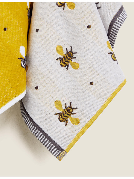 Marks & Spencer Set mit 2 reinen Baumwoll-Handtüchern mit Bienenaufdruck Marks & Spencer gelb