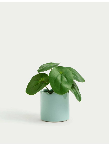 Marks & Spencer Künstliche Mini-Pilea-Pflanze im Topf Marks & Spencer blau