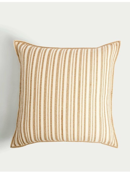 Marks & Spencer Gestreifter Kissenbezug mit Stickerei, aus reiner Baumwolle Marks & Spencer gelb