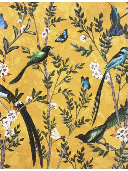 Marks & Spencer Samtiger Kissen mit Vögeln Marks & Spencer gelb