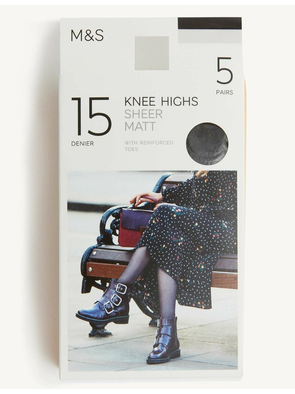 Marks & Spencer 5er-Pack matte Kniestrümpfe, 15 DEN Marks & Spencer schwarz