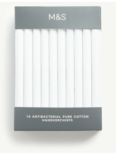 Marks & Spencer 10 Stück antibakterielle Taschentücher aus reiner Baumwolle mit Sanitized Finish® Marks & Spencer weiß