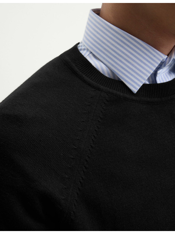 Marks & Spencer Pullover aus reiner Baumwolle, mit Rundhalsausschnitt von Marks & Spencer schwarz