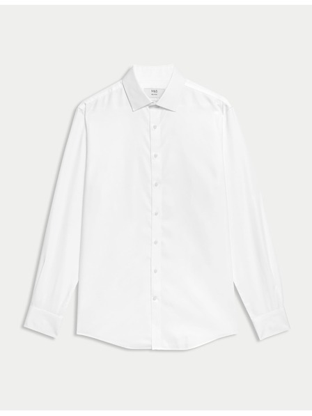 Marks & Spencer Baumwollhemd im Slim-Fit mit bügelleichter Ausrüstung von Marks & Spencer, weiß