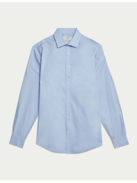 Marks & Spencer Baumwollhemd im klassischen Schnitt mit bügelleichter Ausrüstung von Marks & Spencer, blau