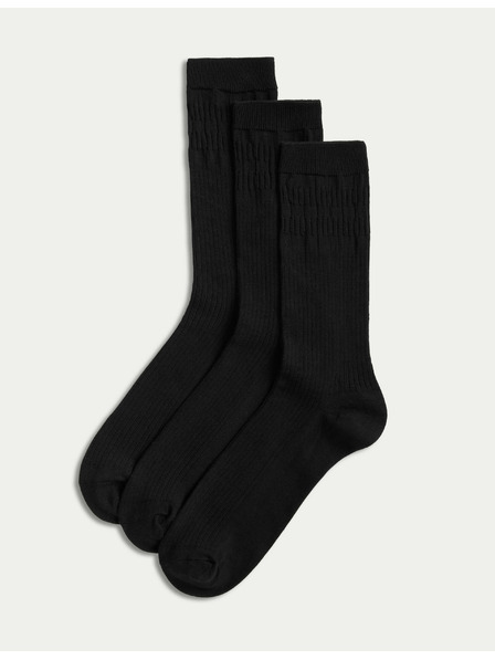 Marks & Spencer 3 Paar Socken mit feiner Kante Marks & Spencer schwarz