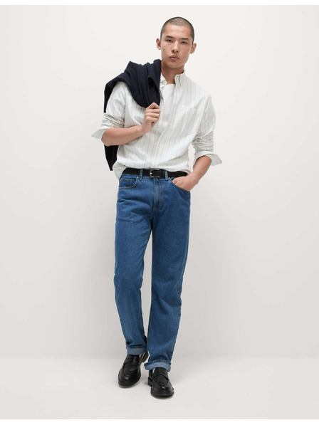 Marks & Spencer Glatte Jeans in geradem Schnitt, aus reiner Baumwolle Marks & Spencer blau