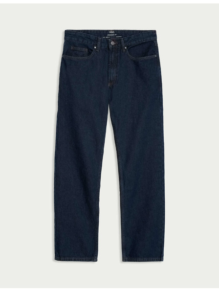 Marks & Spencer Glatte Jeans in geradem Schnitt aus reiner Baumwolle von Marks & Spencer marineblau