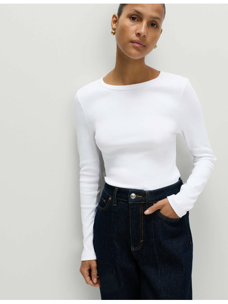 Marks & Spencer Gerippter Top mit hohem Baumwollanteil von Marks & Spencer weiß