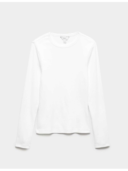 Marks & Spencer Gerippter Top mit hohem Baumwollanteil von Marks & Spencer weiß