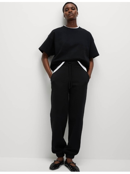 Marks & Spencer Jogginghose mit Bündchen, hohem Baumwollanteil und Kordelzug Marks & Spencer schwarz
