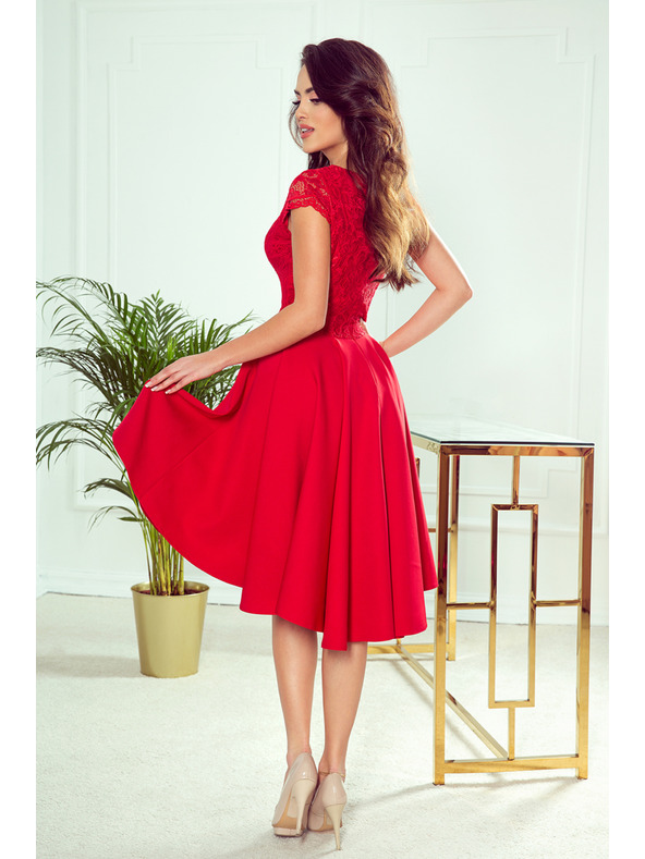 numoco Exklusives Kleid mit Spitze - rot Numoco PATRICIA