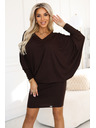 numoco Bequeme Fledermauskleid mit langen Ärmeln - Schokoladenbraun