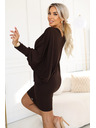 numoco Bequeme Fledermauskleid mit langen Ärmeln - Schokoladenbraun
