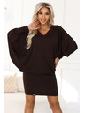 numoco Bequeme Fledermauskleid mit langen Ärmeln - Schokoladenbraun