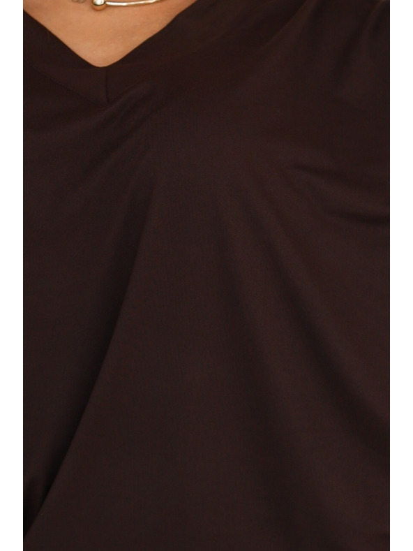 numoco Bequeme Fledermauskleid mit langen Ärmeln - Schokoladenbraun