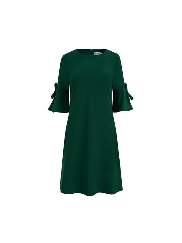 numoco NEVA Trapezkleid mit Schleife - dunkelgrün