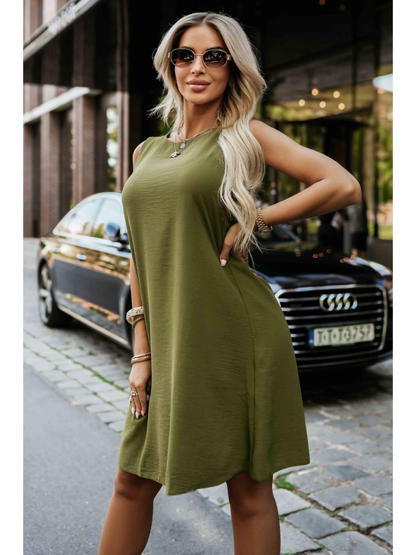 numoco VICTORIA Trapezförmiges ärmelloses Kleid mit Taillenbindung - khaki