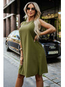 numoco VICTORIA Trapezförmiges ärmelloses Kleid mit Taillenbindung - khaki