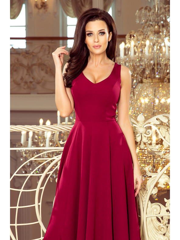 numoco CINDY langes Kleid mit Ausschnitt - bordeauxrot