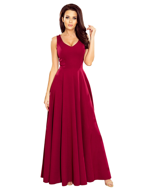 numoco CINDY langes Kleid mit Ausschnitt - bordeauxrot