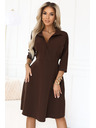 numoco SANDY Weites Hemdblusenkleid mit Gürtel - schokoladenbraun
