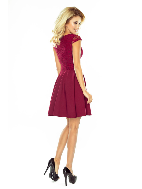 numoco MARTA Kleid mit Spitze - bordeauxrot