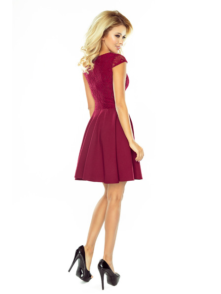 numoco MARTA Kleid mit Spitze - bordeauxrot