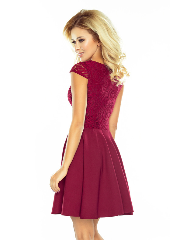 numoco MARTA Kleid mit Spitze - bordeauxrot