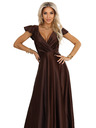 numoco CRYSTAL Seiden-Maxikleid mit Ausschnitt - Schokolade