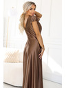 numoco CRYSTAL Seiden-Maxikleid mit Ausschnitt - Mocha Mousse