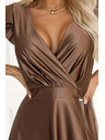 numoco CRYSTAL Seiden-Maxikleid mit Ausschnitt - Mocha Mousse