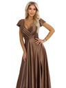 numoco CRYSTAL Seiden-Maxikleid mit Ausschnitt - Mocha Mousse