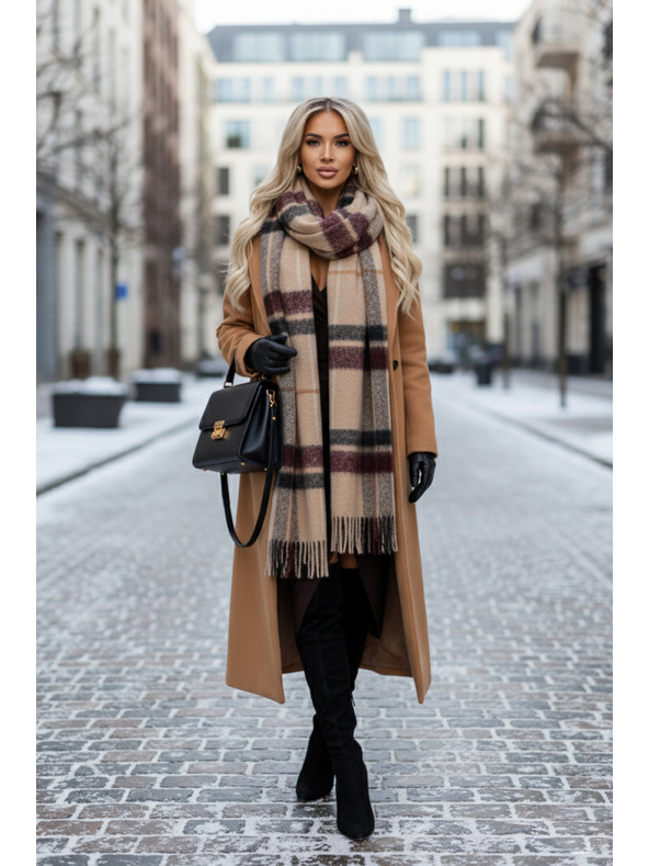 numoco Elegantes langes Kleid mit Wickelausschnitt und Schlitz - Schokoladenbraun