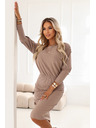 numoco LARA Geripptes Kleid mit Bündchen - Mocha Mousse