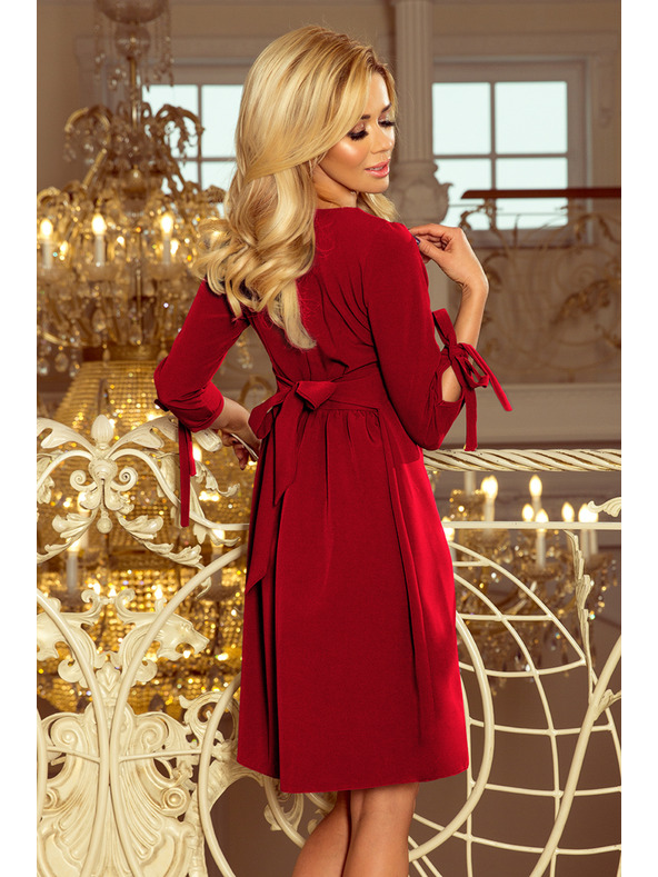numoco ALICE Kleid mit Schleifen - Burgunderrot