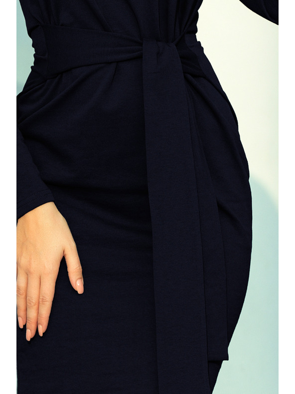 numoco Kleid mit breitem Gürtel - Dunkelblau