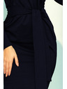 numoco Kleid mit breitem Gürtel - Dunkelblau