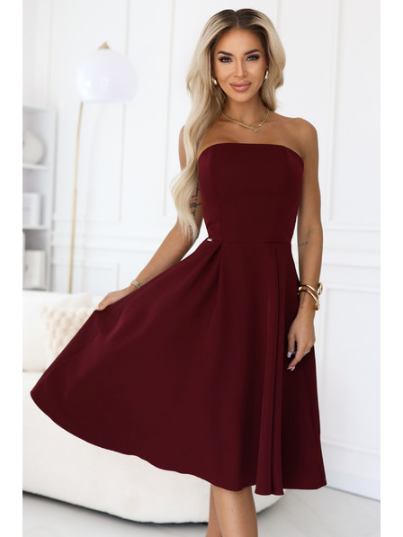 numoco VIVIENNE Korsett-Midi-Kleid für besondere Anlässe - Weinrot