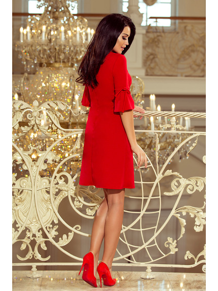 numoco NEVA Trapezkleid mit Schleife - Rot