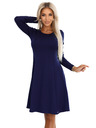 numoco Bequemes Trapezkleid mit langen Ärmeln - Dunkelblau
