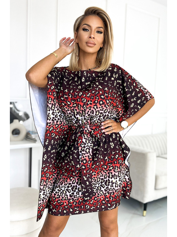 numoco SOFIA Schmetterlingskleid mit Taillengürtel - Jaguar