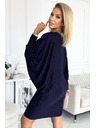 numoco Fledermauskleid mit Ausschnitt - Dunkelblau mit Glitzer